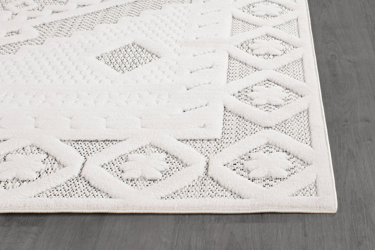 Luul Home Modern Micro Loop Indoor Area Rugs for Living Room Bedroom Kitchen Geometric Trellis White 6x9 Luxury Durable Low and High Pile Non-Shedding Stain Resistant Soft Area Carpet 6 x 9