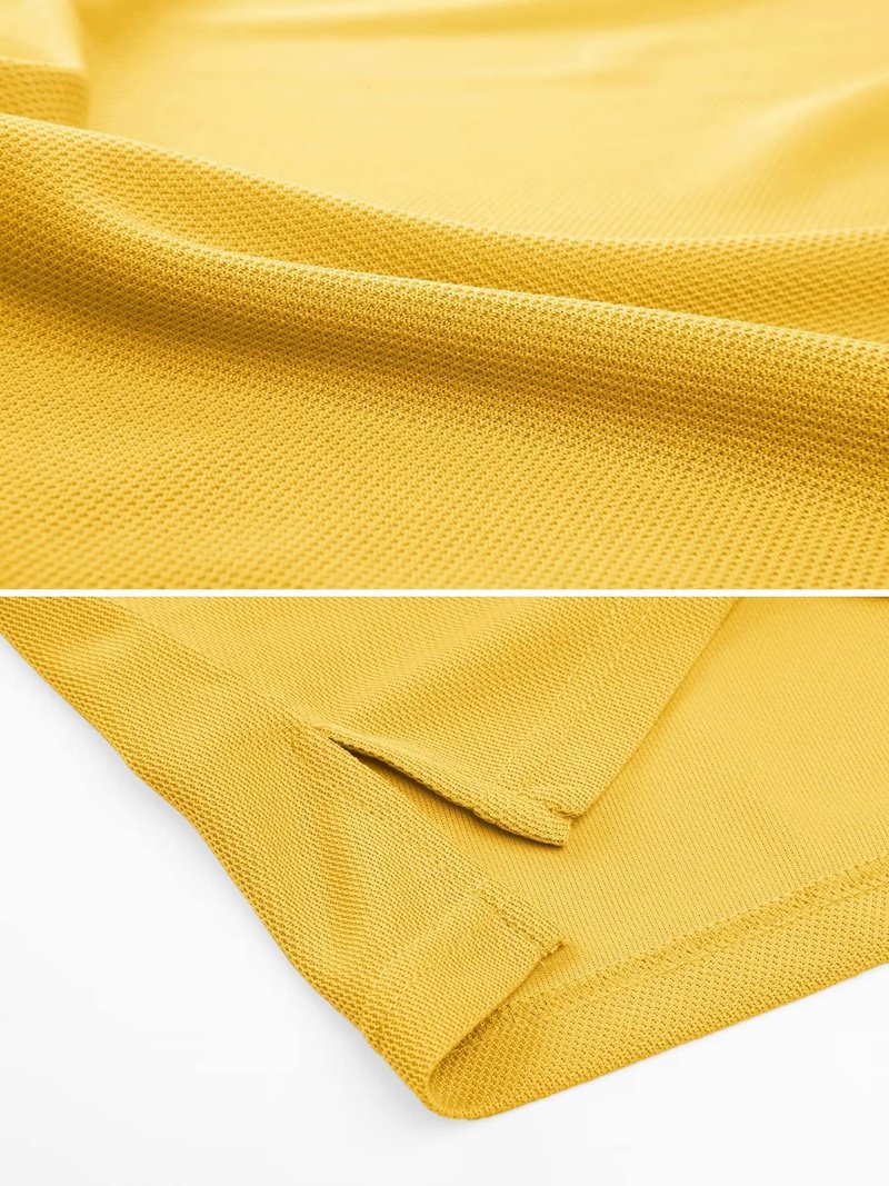MAGCOMSEN Mens Polo Shirts Short Sleeve Work Polo Golf Casual Quick Dry Performance Summer Shirts Yellow M