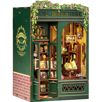Cutefun Book Nook - 3D Wooden Puzzles for Adults, 139pcs, DIY Miniature House Kit Bookshelf Decor Nook Puzzle Tiny House Gifts for Women Teenagers Book Lovers (OWL Bookstore）