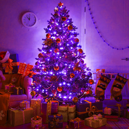 Nielfoi Purple Halloween Lights Outdoor, 100FT 300 LED Halloween String Lights with 8 Modes Waterproof, Plug in Green Wire Twinkle Tree Light for Indoor House Patio Garden Party Decorations