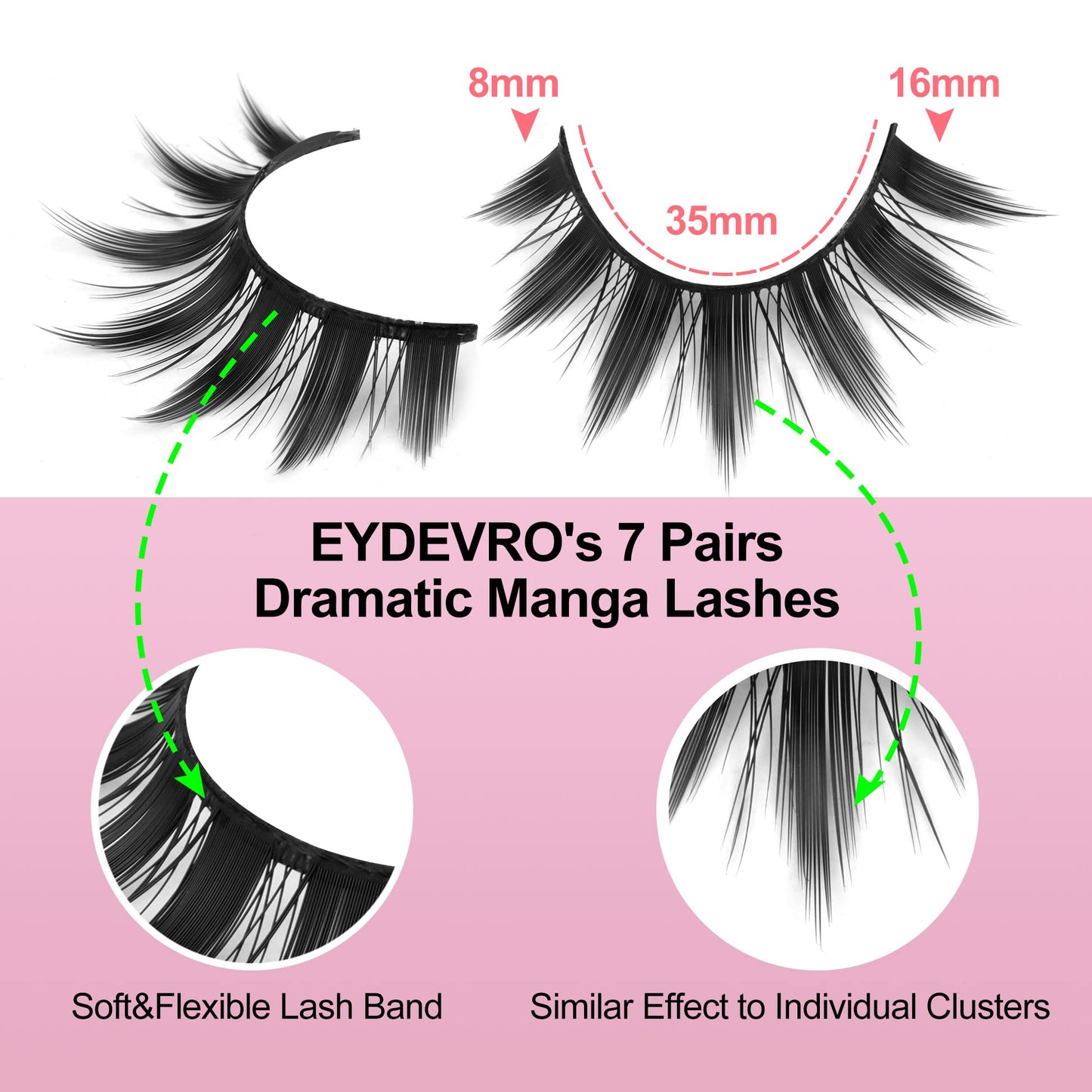 False Eyelashes Manga Anime Lashes Japanese Cosplay Spiky Lashes Mink Dramatic Thick Fake Eyelashes Extensions Doll Strip Lashes 7 Pairs Pack by EYDEVRO