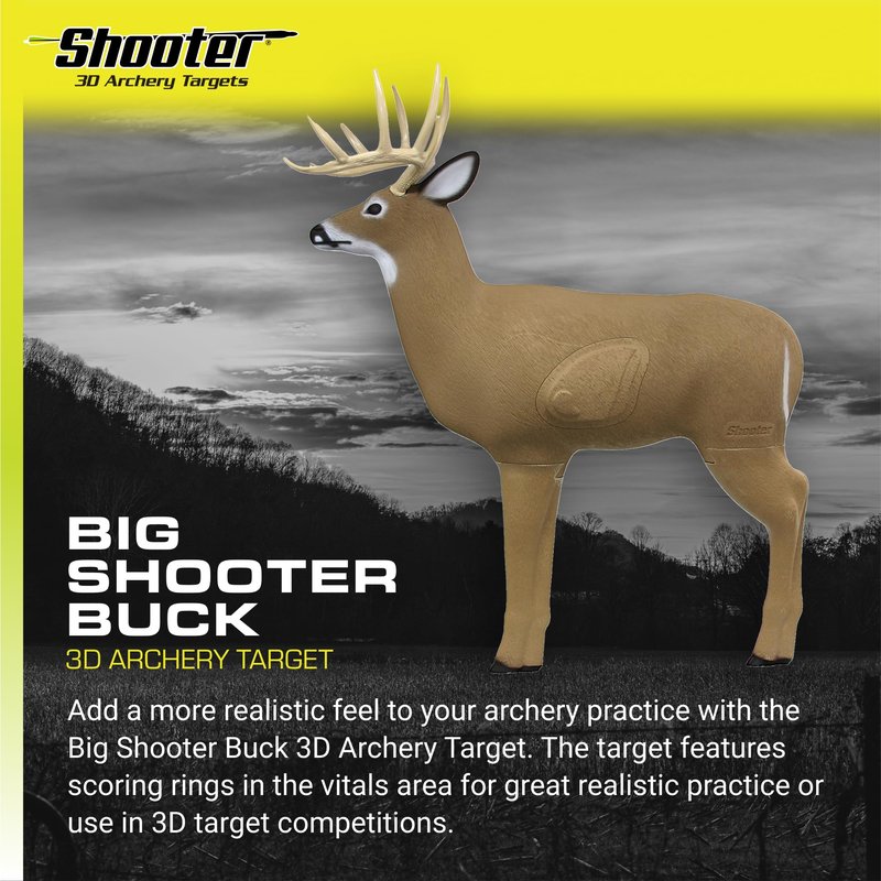 SHOOTER Big Buck 3D Archery Target, 51” Tall, Replaceable Insert for Long Life, Weather-Resistant Construction, High-Density Impact-Response Foam Withstands Field Points, Broadheads, and Expandables