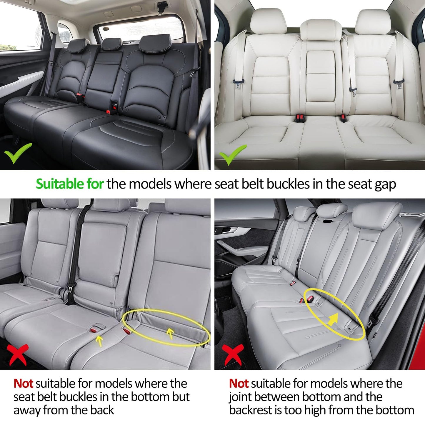 ZATOOTO Rear Car Seat Cover, 1PCS PU Leather Waterproof Car Seat Mat Cushion Protector for Back Seat, Anti-Slip & Comfortable, Black (ZD-ZXP-03H)