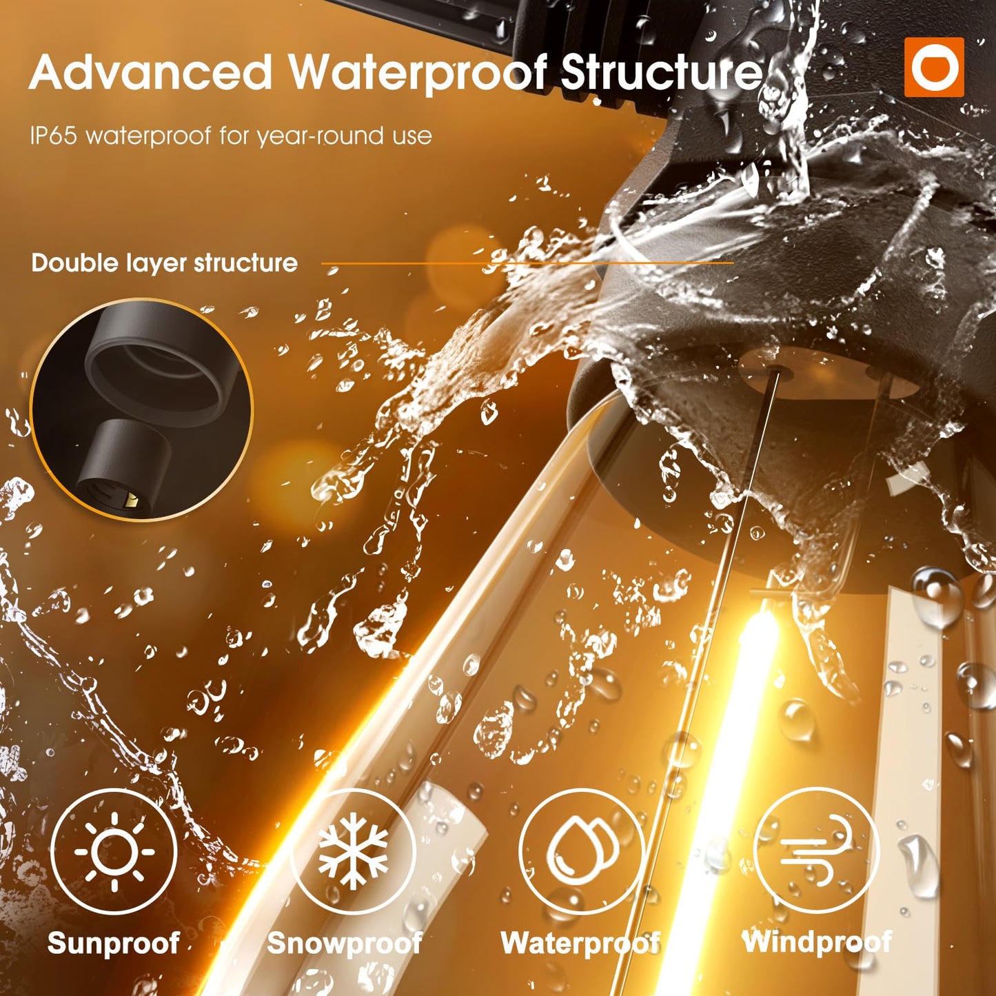 addlon 50FT LED Outdoor String Lights with Edison Shatterproof Bulbs, Weatherproof Strand, Commercial Grade Patio Lights, Decorative for Garden or Patio, Black