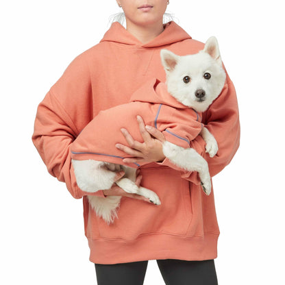 Blueberry Pet Essentials Dog Hoodie – 22 inch, Cotton‑Blend Sweatshirt with Hood, Coral, Machine‑Washable Small‑Dog Jersey
