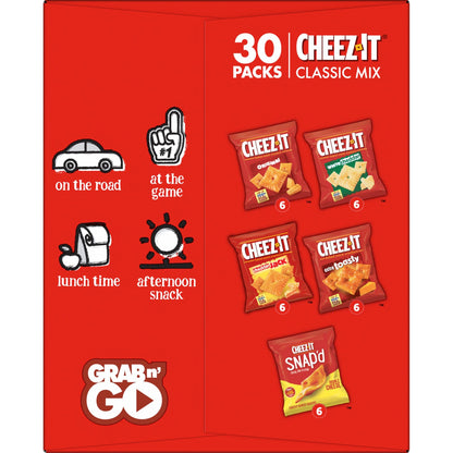 Cheez-It Cheese Crackers, Baked Snack Crackers, Office and Kids Snacks, Variety Pack, 28.74oz Box (30 Packs)
