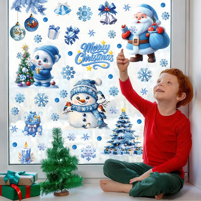 231PCS Christmas Window Clings for Glass, Cute Santa Claus Gingerbread Man Snowman Stickers Xmas Window Decals for Wtiner Christmas Holiday Party Home Office Classroom Decorations