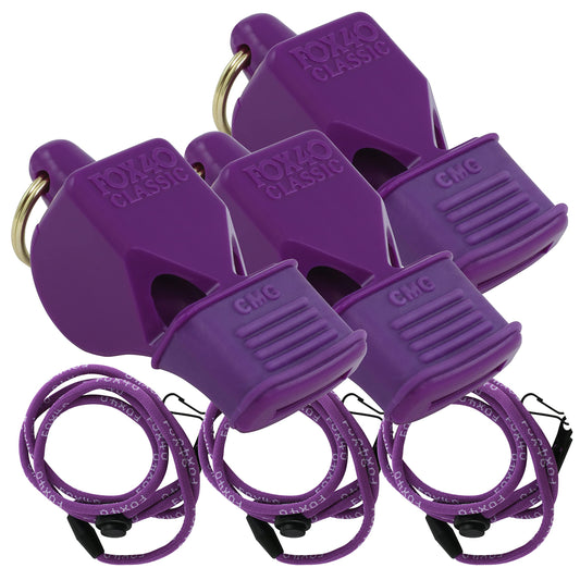 Fox 40 Classic CMG w/Breakaway Lanyard 3 Pack (Purple)
