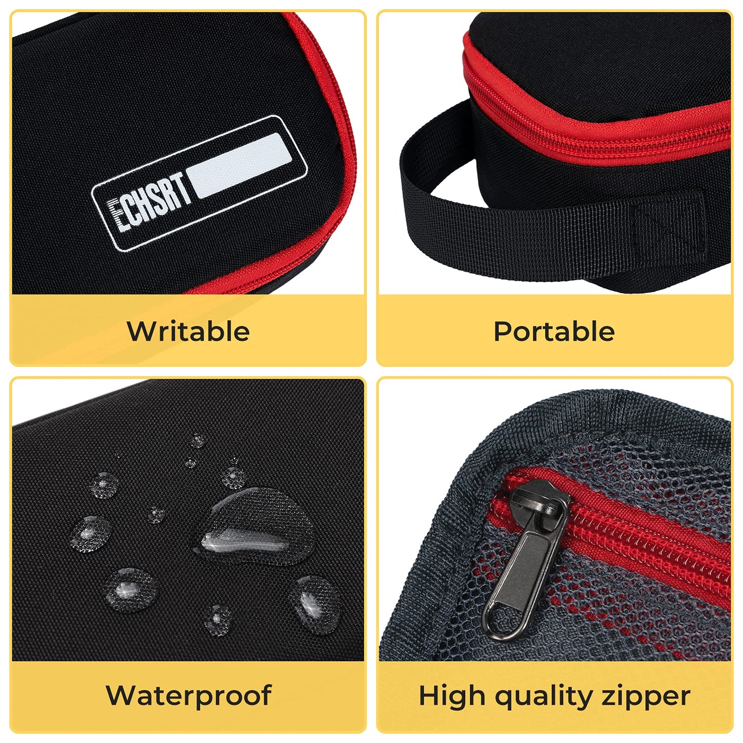 ECHSRT Large Pencil Case, Aesthetic Pen Pouch with Big Capacity, Minimalist Portable Stationery Bag with Handle for Office Organizer Black Pencil Cases