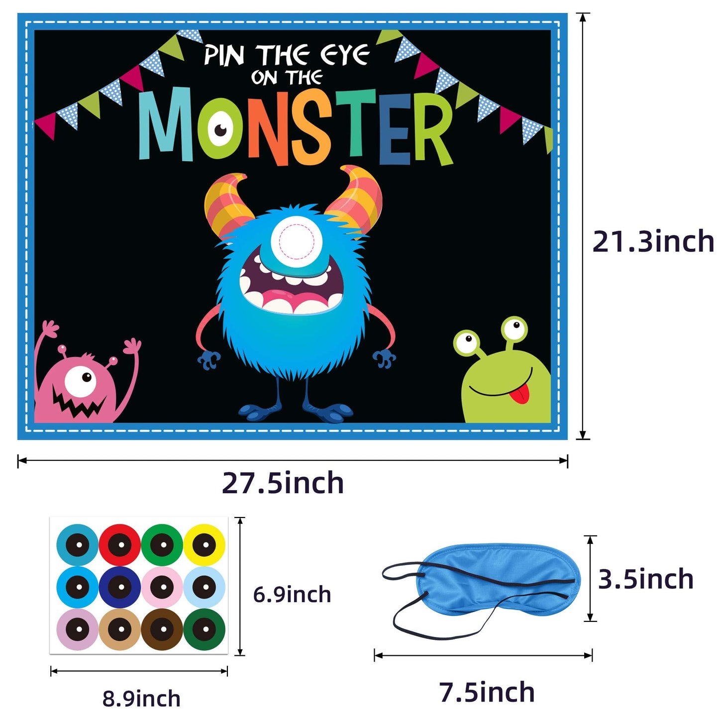 MISS FANTASY Halloween Games Kids - Pin The Eye on The Monster Halloween Party Decorations Gmaes Activities Crafts Supplies for Monster Birthday Family Children Boys Girls Classroom