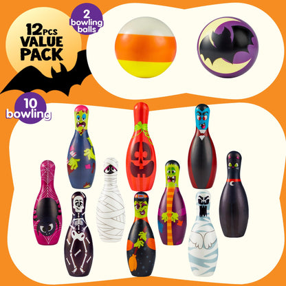 JOYIN Halloween Foam Bowling Set for Kids Toys Party Supplies, Get-Together Party, Game Day Events, Indoor Outdoor Toy Game with 10 Pins & 2 Balls Fun Sports Games, Birthday Parties