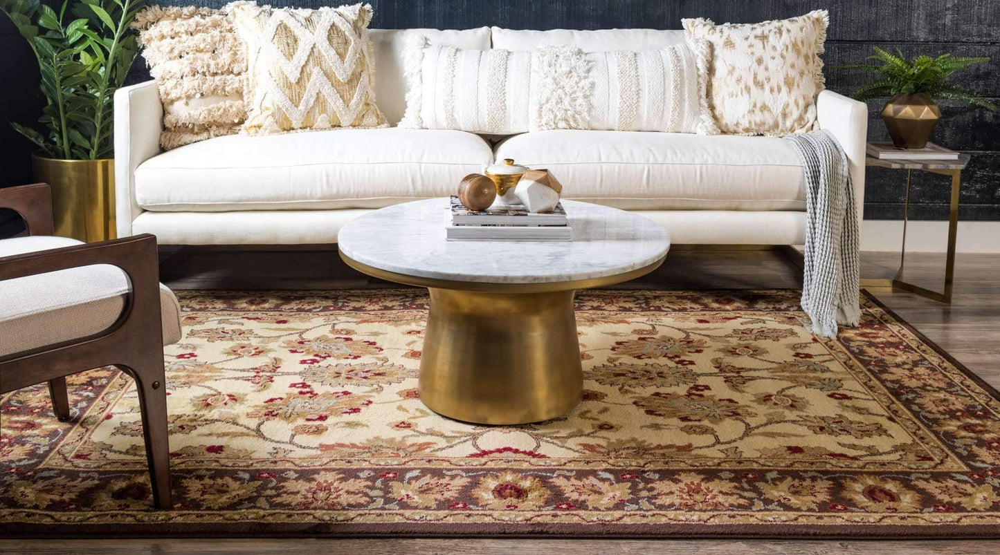 Unique Loom Voyage Collection Traditional Oriental Classic Intricate Design Area Rug (9' 0 x 12' 0 Rectangular, Ivory/Brown)