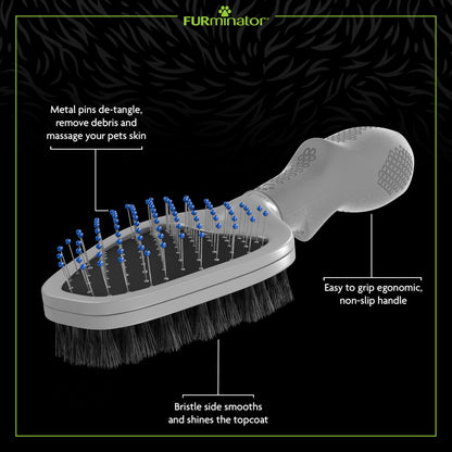 FURminator Dual Grooming Brush for Cats and Dogs