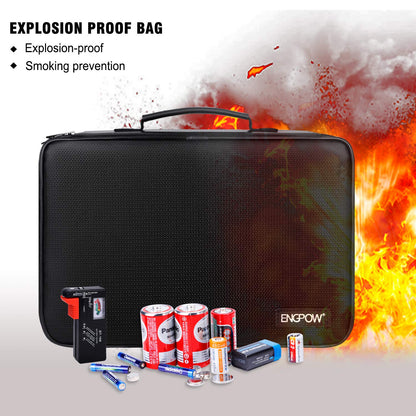 ENGPOW Battery Organizer, Fireproof Battery Organizer Storage Case with Tester (BT168),Water-Resistant Explosionproof Battery Holder Box with Cover and Zipper, Holds 220+ AA AAA C D 9V Batteries