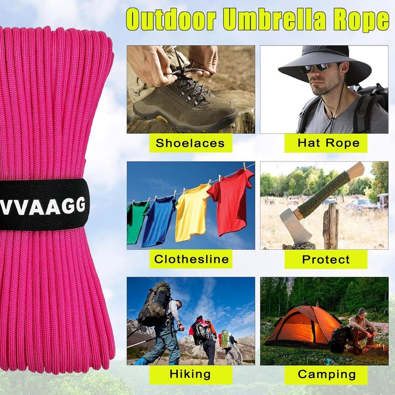 1000 Paracord Rope - 4mm 12-Strand Nylon Parachute Cord for Camping, Hiking & Fishing | Pink, 100FT