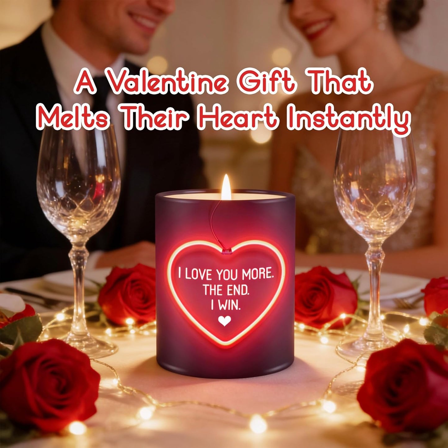 TEEZWONDER Valentines Day Gifts for Her Girlfriend - I Love You More Vanilla Lavender Romantic Candles 10 oz - Anniversary Valentines Birthday Gifts for Wife Men Women Girlfriend Boyfriend Him Husband