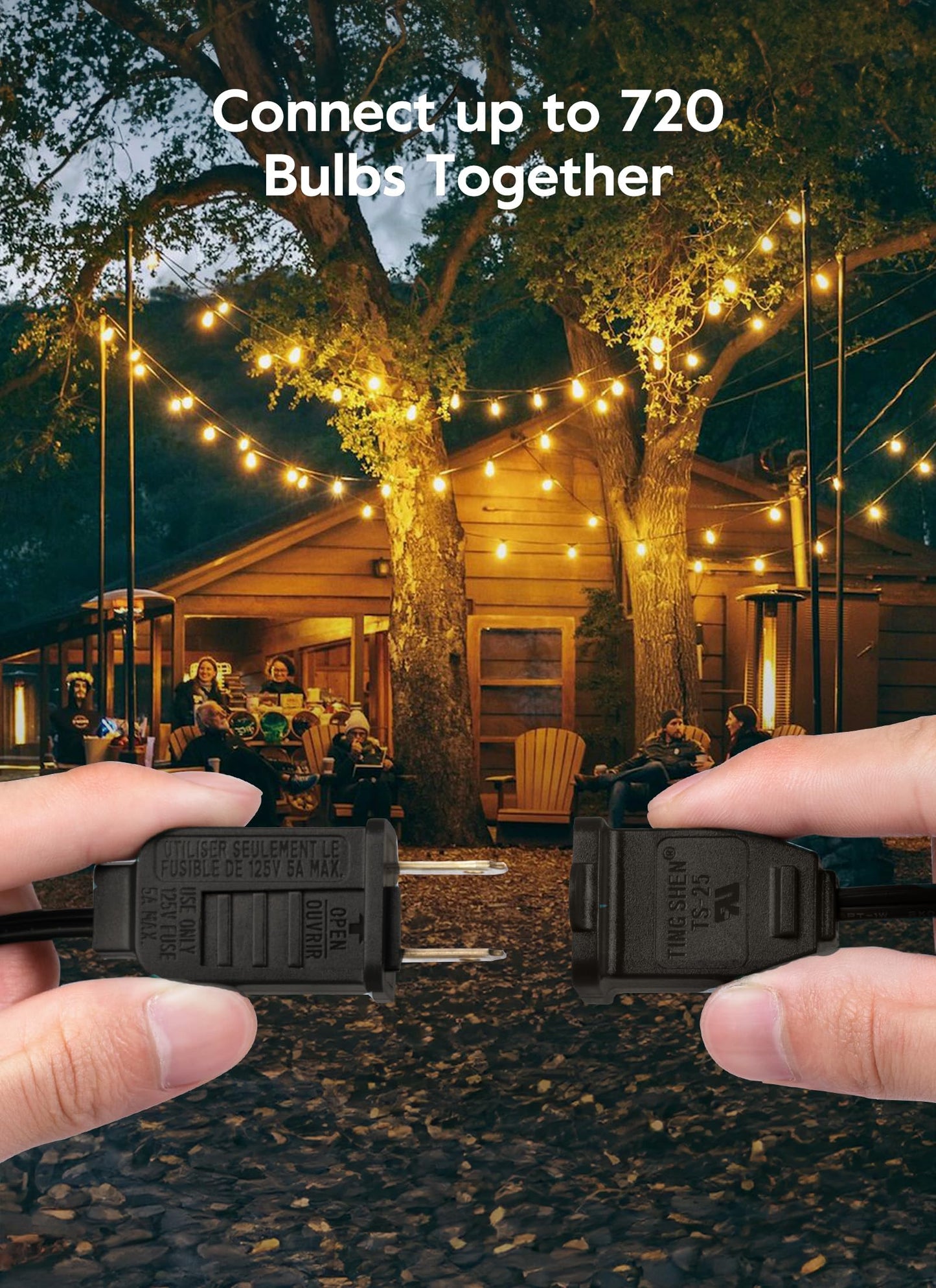 Brightown Outdoor String Lights - Connectable Dimmable LED Patio String Lights with G40 Globe Plastic Bulbs, All Weatherproof Hanging Lights for Outside Backyard Porch (50 ft - 25 LED Bulbs)