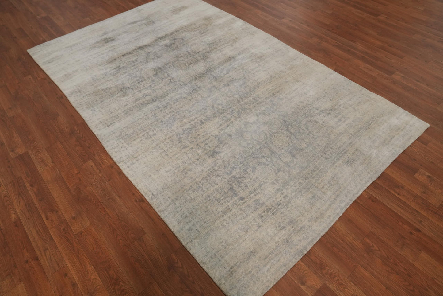 Rug Source Transitional Collection, 5x8 Rug, Hand Knotted Greys & Charcoal All-Over Rug, Oriental Viscose Silk Carpet for Foyer, Entryway and Hallway
