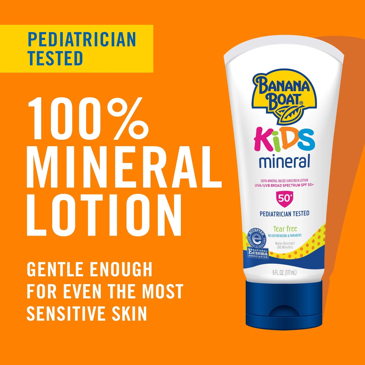 Banana Boat 100% Mineral Kids Sunscreen Lotion SPF 50, Twin Pack | Banana Boat Mineral Sunscreen for Kids, Childrens Sunblock SPF 50, Oxybenzone-Free, 6oz each (Pack of 2)