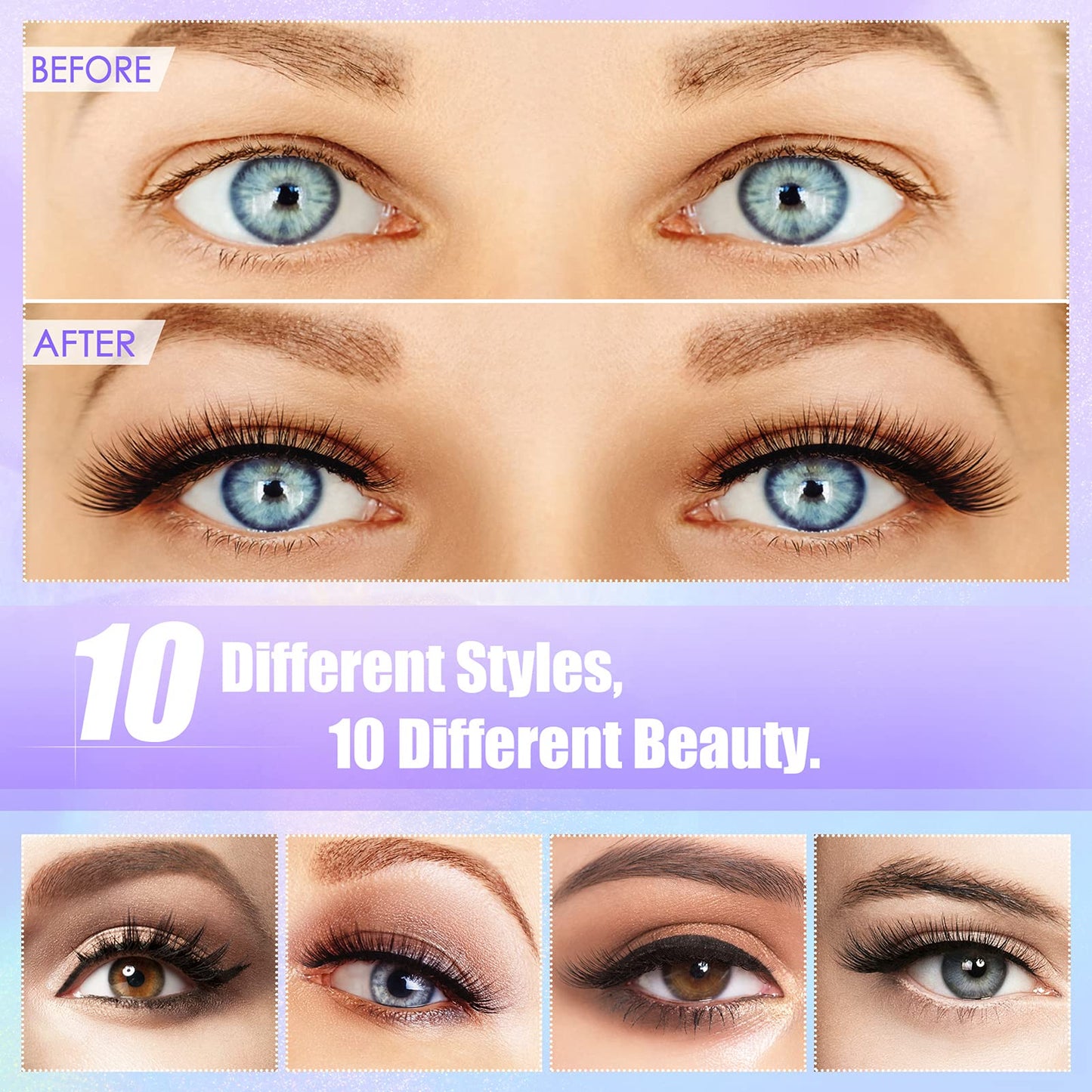 DEJAVIA Magnetic Lashes [10 Pairs], Premium Natural Looking, Reusable Lightweight Wispy Strong Magnetic Eyelashes with Applicator and Tweezers, No Glue Needed