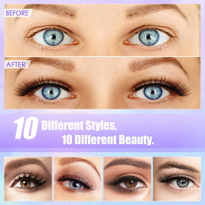 DEJAVIA Magnetic Lashes [10 Pairs], Premium Natural Looking, Reusable Lightweight Wispy Strong Magnetic Eyelashes with Applicator and Tweezers, No Glue Needed
