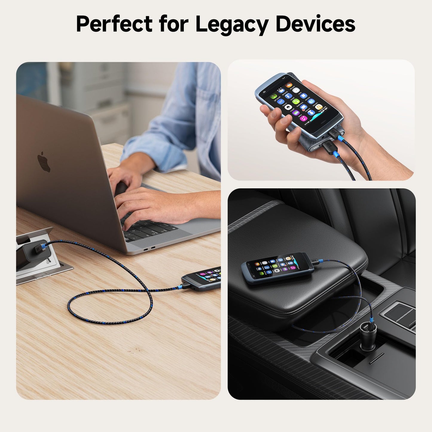 Cable Matters Braided USB C to Micro USB Cable - 6.6ft, [3A/15W Charging, 480Mbps Data] MicroUSB to USBC Cable, Micro-B 2.0 Cord for Game Controller, Camera, GPS, Dash Cam, and More, Black