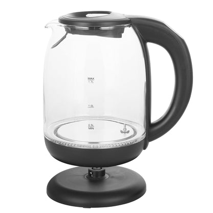 Emerio WK-119255 Electric Kettle Glass, 2200 W, 1.7 liters, Stainless Steel, Transparent Black [Energy Efficiency Class A+]
