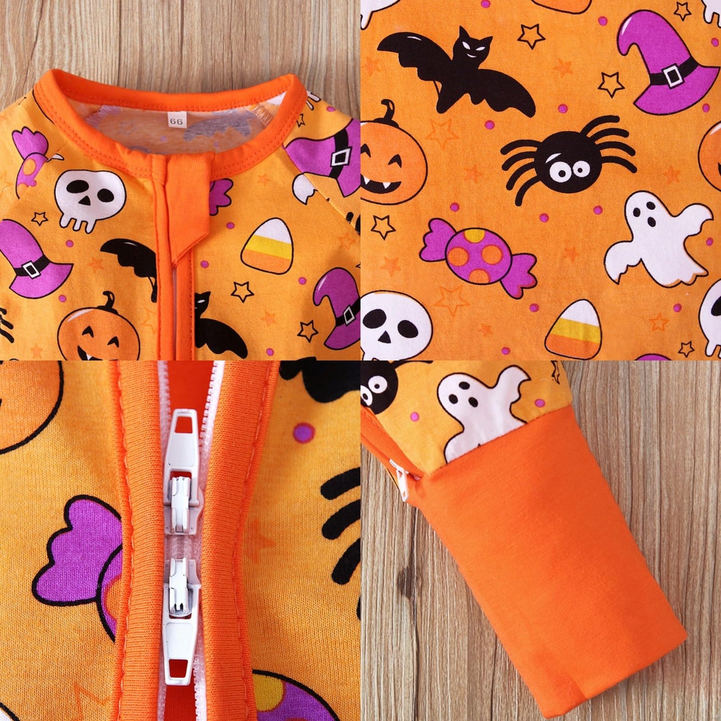 Baby Boys Girls Halloween Clothes Newborn Ghost Long Sleeve Romper Toddler Pumpkin Print Jumpsuit Halloween Outfits（Romper-3,18-24 Months）
