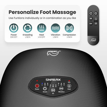 Snailax Shiatsu Foot Massager with Heat, Deep Kneading, Compression, Vibration, Electric Feet Massage Machine for Plantar Fasciitis,Neuropathy,Foot Warmer,Remote Control,Size 13,Gifts