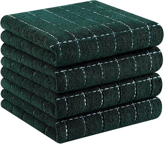Homaxy 100% Cotton Terry Kitchen Towels, Checkered Designed, Soft and Super