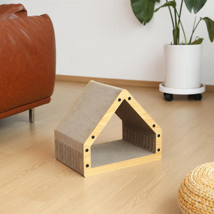 FUKUMARU Cat Scratcher House, Cozy Cardboard Design, Safe and Secure for Kittens, Eco-Friendly, 16.14 in Bevelled Surface, Maximum Load Capacity 22 Lbs