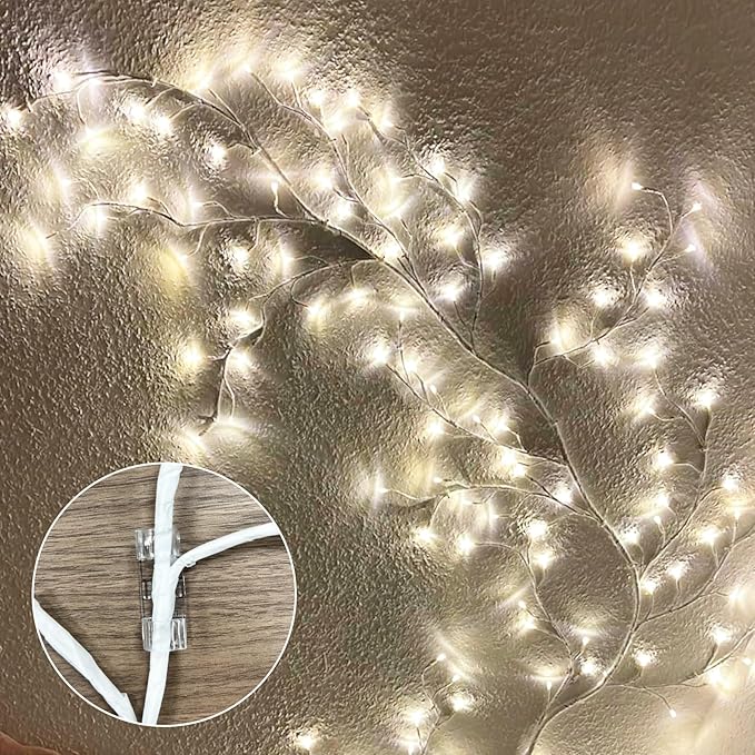 Willow Vine Lights Bedroom Decor: 7.5Ft Christmas Decorations Flexible Enchanted Fairy Lights with Remote Control, 144 LEDs Twinkle Tree Lighted White Branches for Wall Living Room