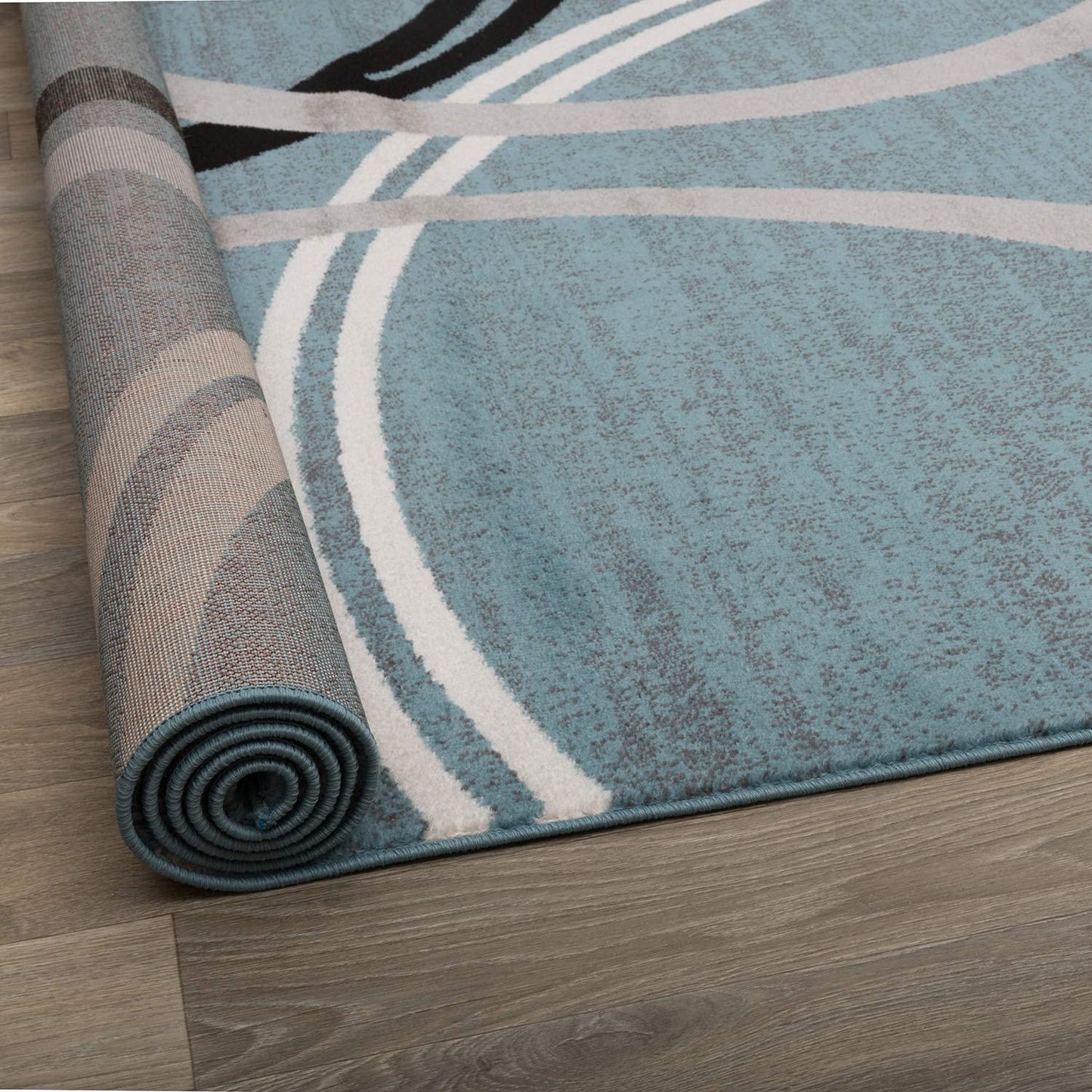 Rugshop Modern Wavy Circles Design Runner Rug, Non-Shedding Carpet for Hallway, Kitchen, or Entryway, Blue, 2' x 7'2"