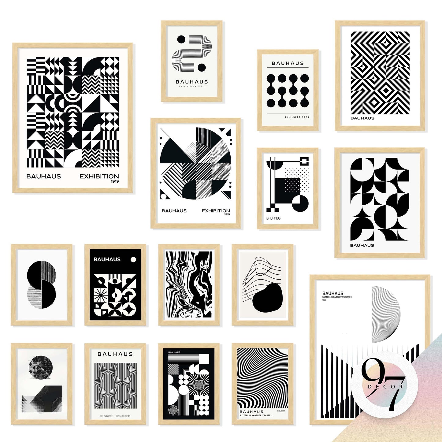 97 Decor Large 11x14 Bauhaus Wall Art Prints - Large Abstract Wall Art Decor, Mid Century Modern Art Wall Decoration, Bauhaus Poster Modern Painting Geometric Pictures For Bedroom Living Room (unframed)