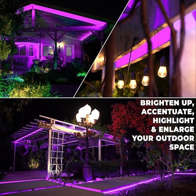 WYZworks 1656LEDs 150ft LED Outside Rope Lights, Outdoor ETL Certified Waterproof Permanent 360 Degree Light Emitting, Flexible Tube, Connectable, Christmas Palm Tree Exterior Landscape, Purple