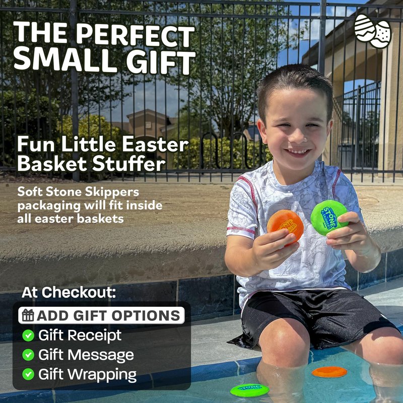 Soft Stone Skippers Game - Fun Pool Toys for Kids All Ages - 4 Pack Water Skipping Discs Set - Beach Games Summer Beach Gifts for Boys & Girls Ages 3 4 5 6 7 8 9 10 11 + Year Old - Water Toys