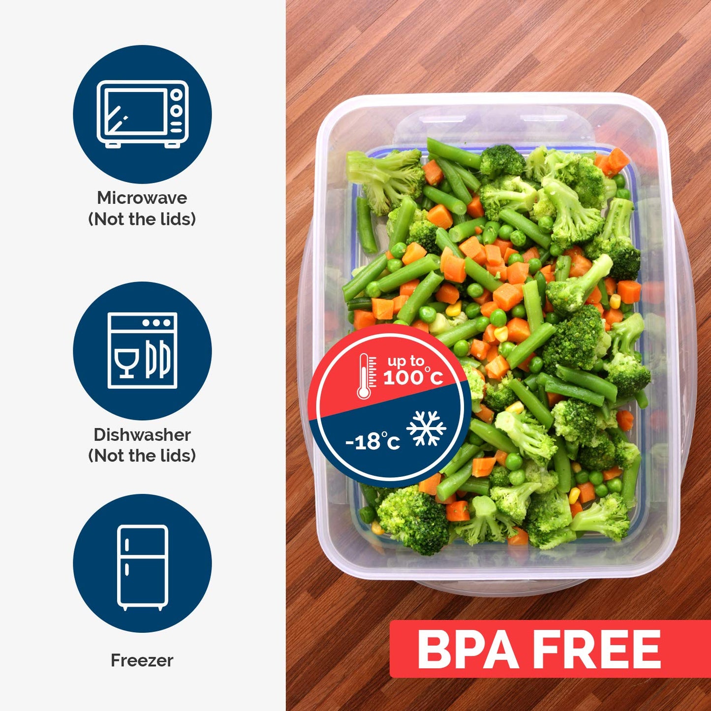 KICHLY Airtight Food Storage Containers 18 piece (9 Containers, 9 Lids), BPA-Free Plastic Food Containers with Lids, Airtight & Stackable Meal Prep Set for Kitchen & Pantry Organization, Blue