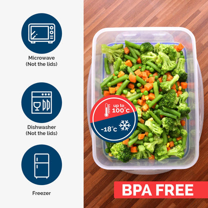 KICHLY Airtight Food Storage Containers 18 piece (9 Containers, 9 Lids), BPA-Free Plastic Food Containers with Lids, Airtight & Stackable Meal Prep Set for Kitchen & Pantry Organization, Blue