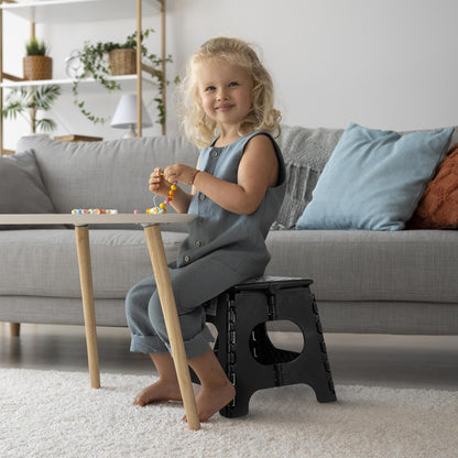 Spranster Super Strong Folding Step Stool - 11" - Sturdy Enough to Hold 300 Lb - Lightweight Foldable Step Stool for Adults and Kids - Opens with one Flip - Great for Kitchen, Bathroom and Bedroom