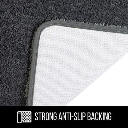 SFLXO 80cm x 50cm Non Slip Bath Mat Machine Washable Durable Soft Fluffy Microfiber Bathroom Mat Water Absorbent Bath Rug Deep Grey
