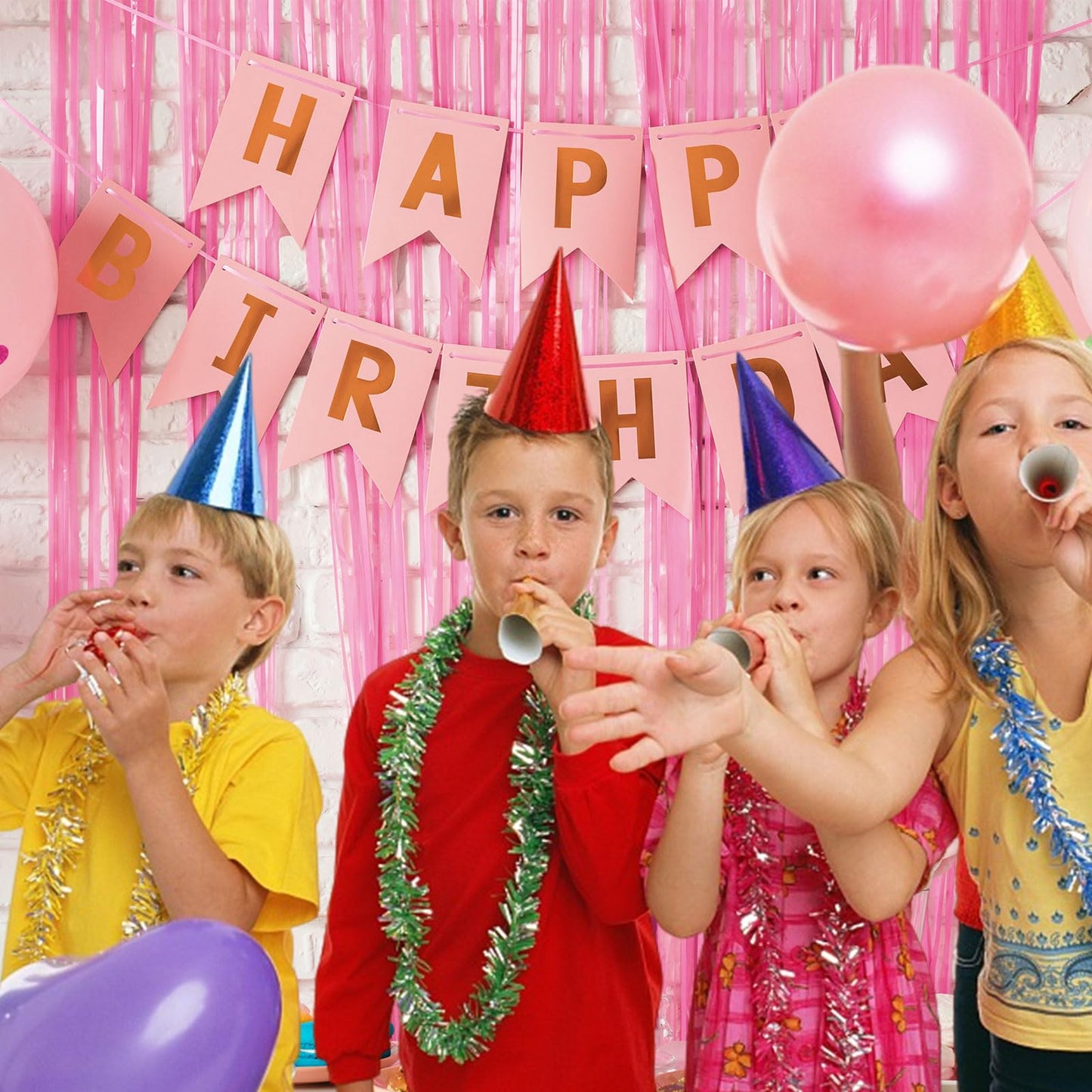 2 Pack Pink Backdrop Party Decorations Tinsel Curtain Party Backdrop Foil Fringe Birthday Decorations Photo Booth Streamer Backdrop Pink Theme Bachelorette Graduation Decor