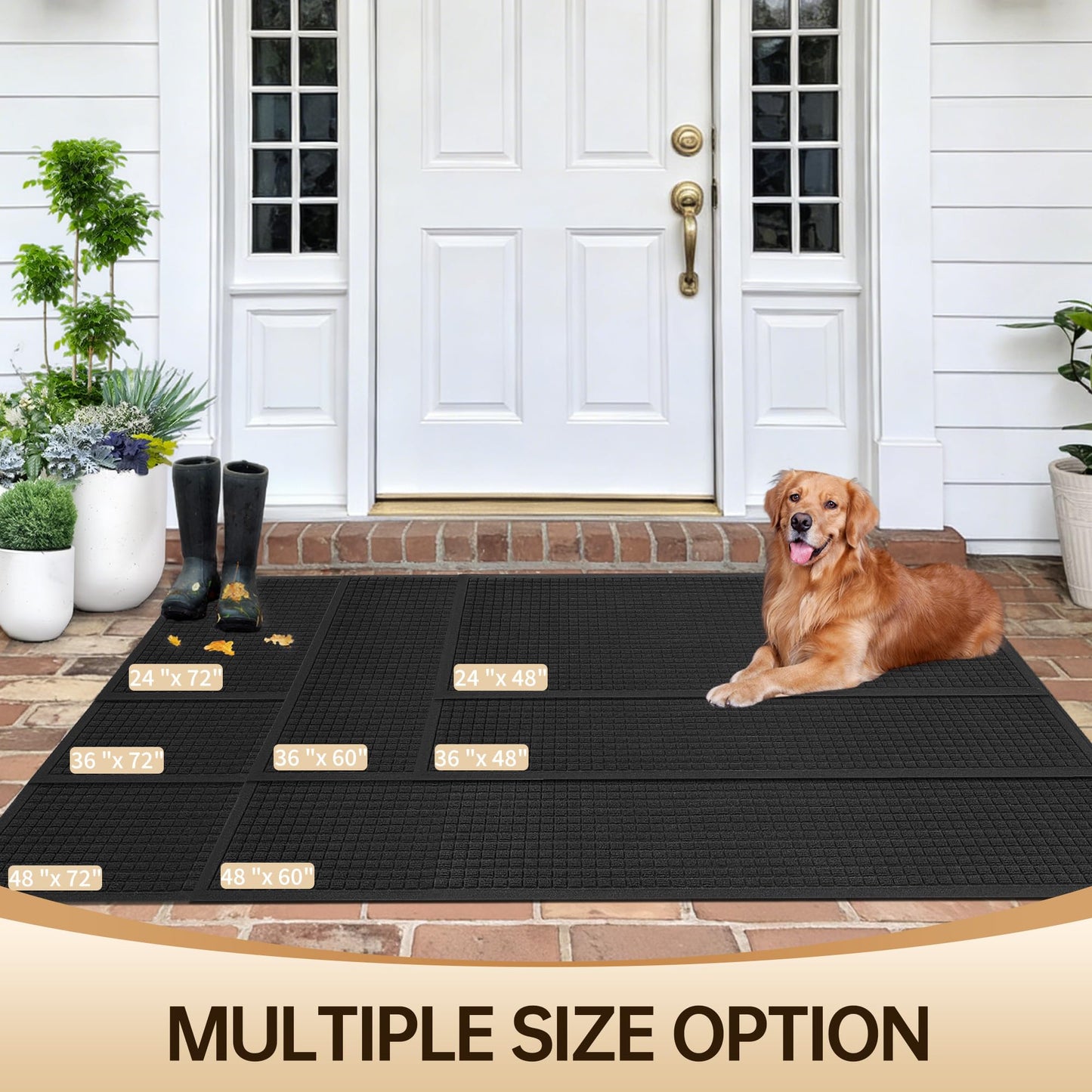 Amyracel Front Door Mat Indoor Outdoor Entrance, 36" x 48" Heavy Duty Commercial Floor Mat, All-Season Waterproof Rubber Back Doormat for Entryway, Fade Resistant, Low Profile, Easy Clean