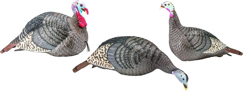 Turkey Decoys 3-Pack Combo Set - Realistic Flock Jake & Feeding Hen | Foldable Hollow Body
