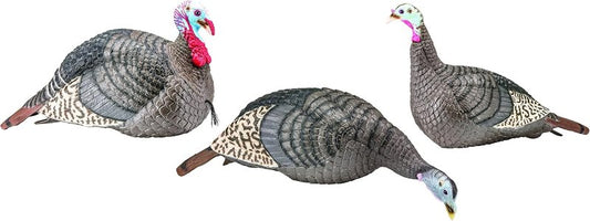 Turkey Decoys 3-Pack Combo Set - Realistic Flock Jake & Feeding Hen | Foldable Hollow Body