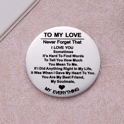 To My Love Pocket Hug Token Gift for Husband Valentines Day Gifts for Men Christmas Birthday Anniversary Jewelry Gift for Boyfriend Double Sided Message Engraved with Leather Keychain