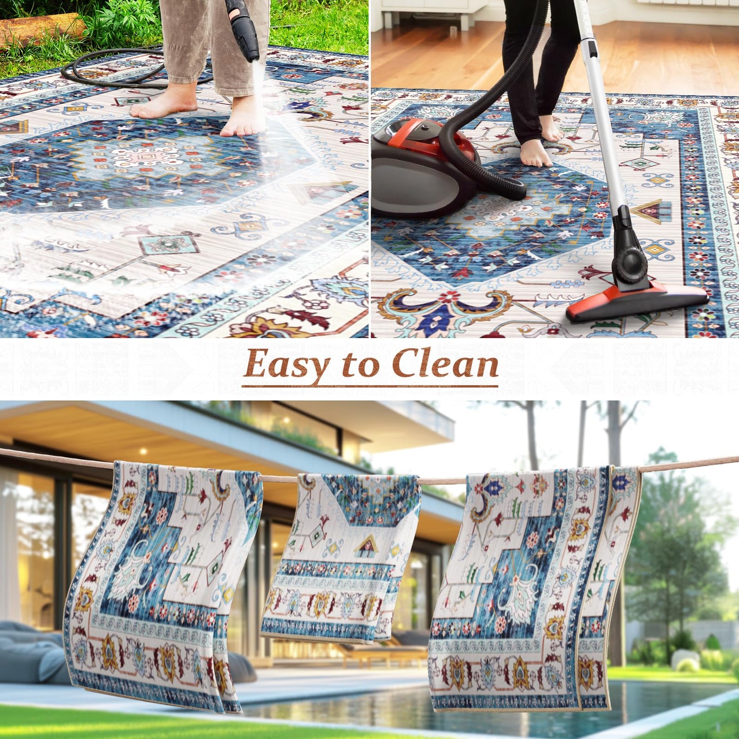 LuxStep Indoor-Outdoor Area Rug 5x7 Ft Washable Outside Rug Outdoor Carpet Large Floor Mat for Bedroom, Living Room, Backyard, Deck, Patio, RV