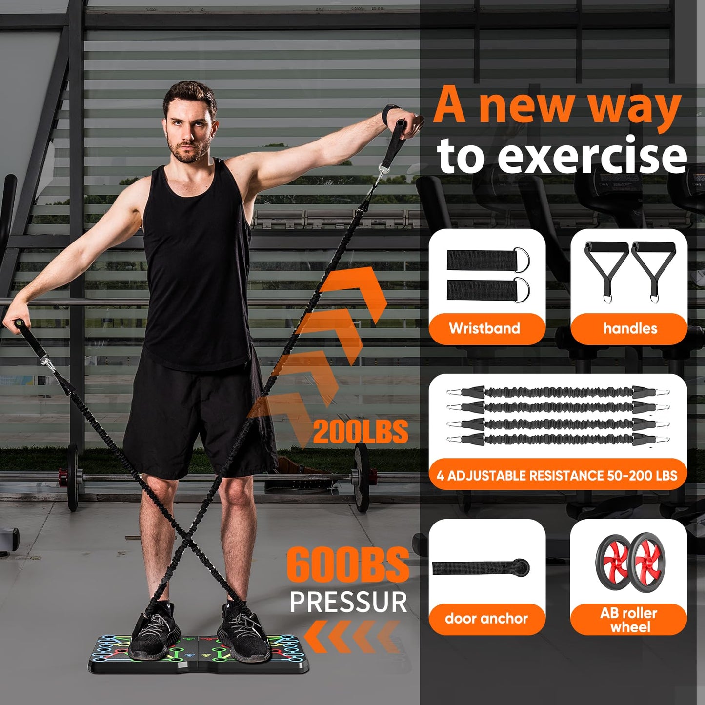 AERLANGUpgraded Push-up Board Home Fitness Accessories, Multifunctional 30-in-2 Push-up Bar Fitness Equipment, Portable Strength Training Equipment with Push-up Handles and Pilates Bar