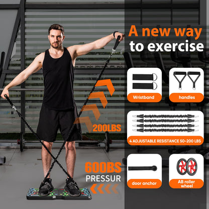 AERLANGUpgraded Push-up Board Home Fitness Accessories, Multifunctional 30-in-2 Push-up Bar Fitness Equipment, Portable Strength Training Equipment with Push-up Handles and Pilates Bar