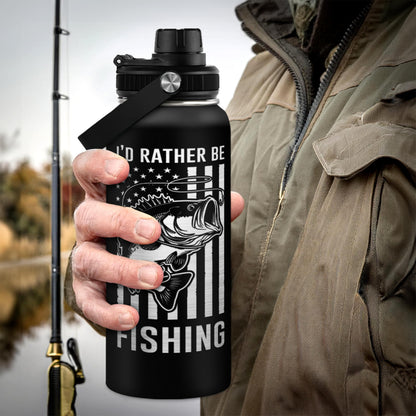 Fishing Water Bottle - 32oz Stainless Steel Insulated Bottles with lid - Deer Fishing Gifts for Fisherman Papa Dad Husband - Gift for Christmas Birthday Fathers Day