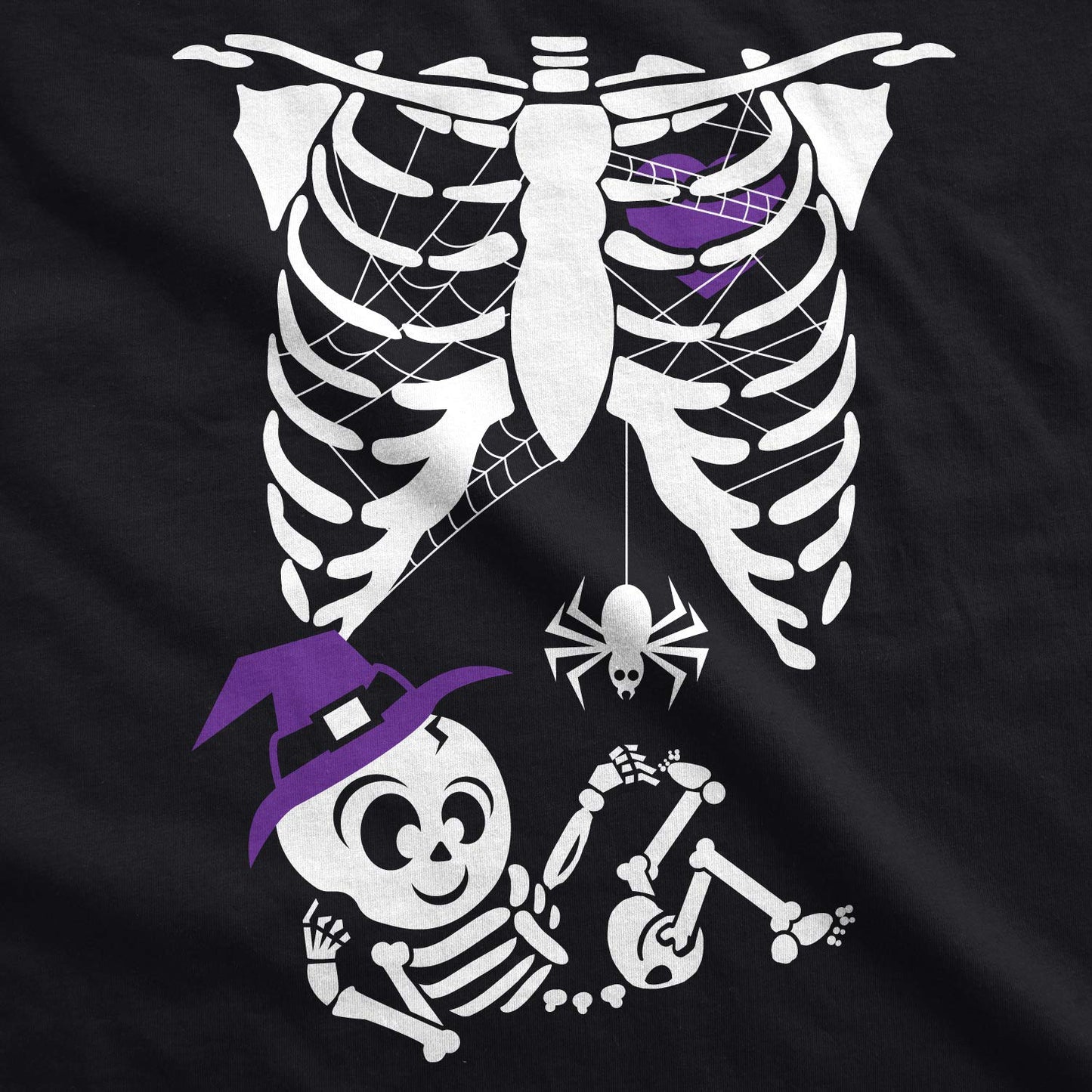Maternity Witch Baby Bump Skeleton Cute Pregnancy T Shirt Halloween Night Funny Graphic Pregnancy Tee Halloween Maternity Wear Funny Maternity Shirts Black - XL